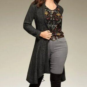 CABI Cloak Open Black Marled Knit Oversize Cardigan Duster 3530 size large